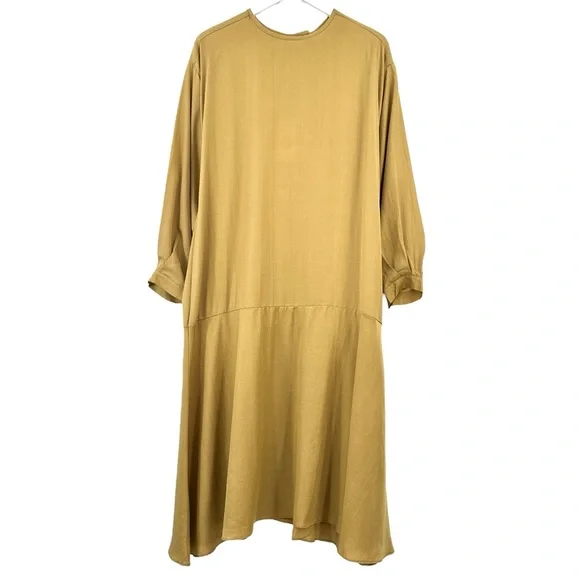 knee length dresses for ladies Yellow Viscose Knit Ruffle Midi Dress – self-portrait-US main image 0